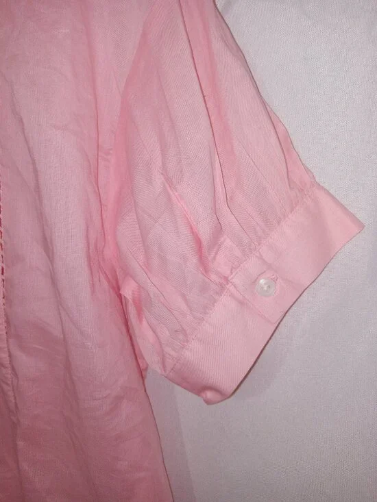 Banana Republic Voile Pleated Blouse Pink Pintuck Top S Coastal Preppy NEW - Picture 7 of 11